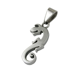 Anhänger, Gecko – Edelstahl, Silber – 28x12mm