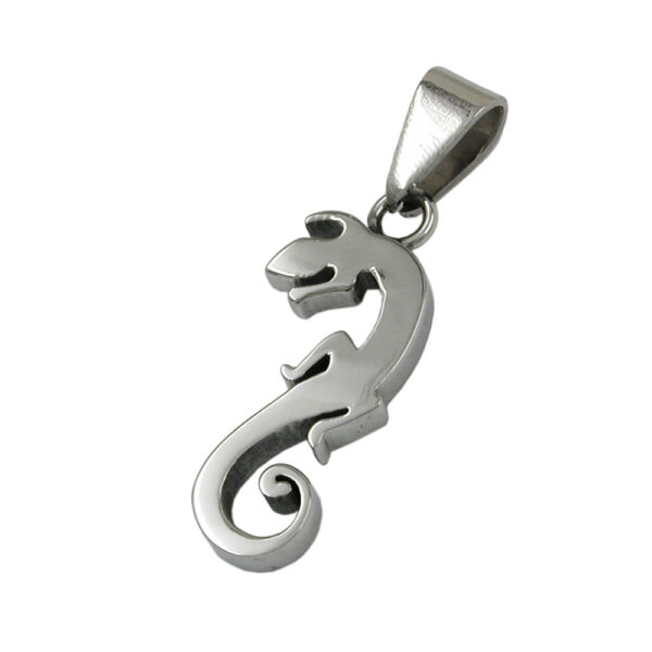 Anhänger, Gecko – Edelstahl, Silber – 28x12mm