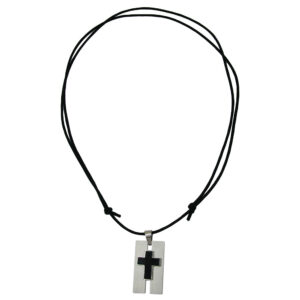 Kette, Kreuz – Edelstahl, Schwarz – 35x20mm, 90cm