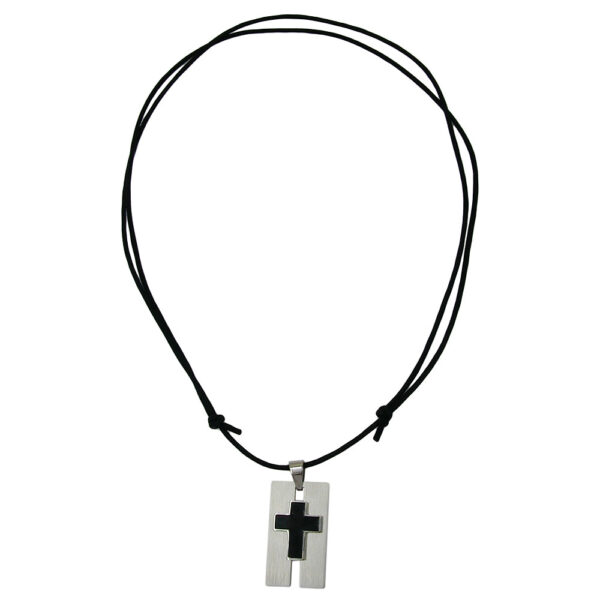 Kette, Kreuz – Edelstahl, Schwarz – 35x20mm, 90cm