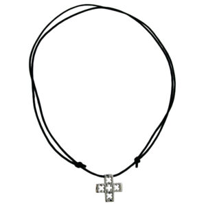 Kette, Kreuz – Edelstahl, Glänzend, Schwarz – 24x24mm, 90cm