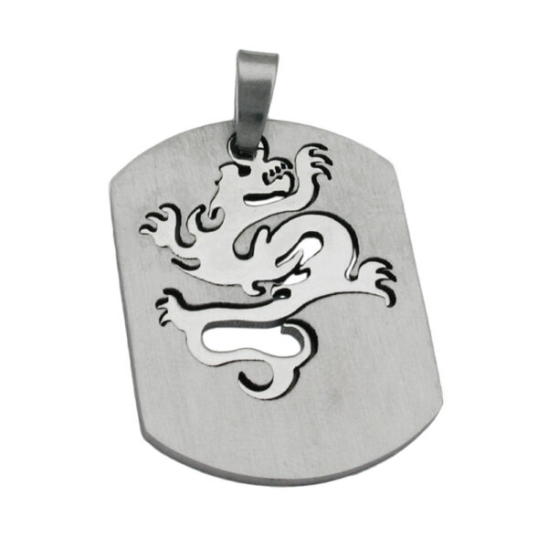 Anhänger, Drache – Edelstahl, Glänzend/Matt – 37x28mm