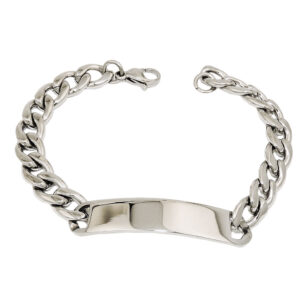 Armband, Schildband – Edelstahl, Silber – 21cm