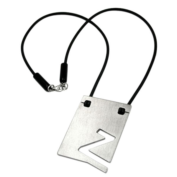 Kette, Anhänger Buchstabe Z – Edelstahl, Schwarz – 42cm