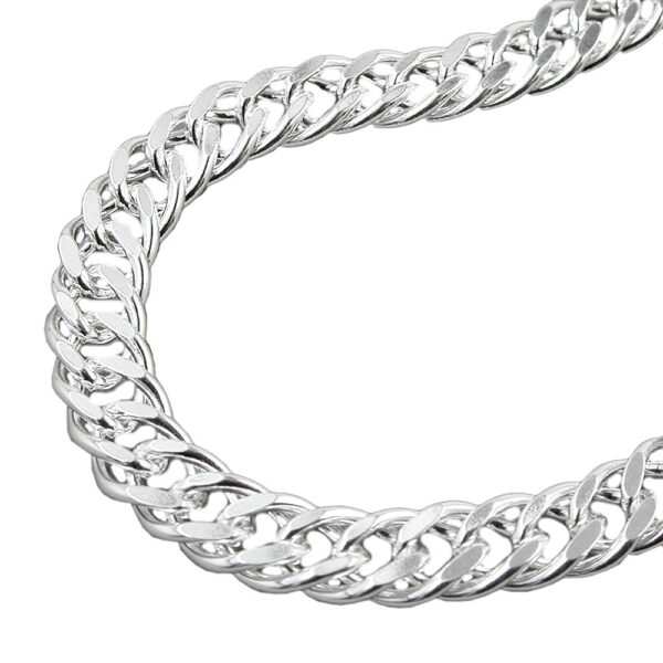 Kette, Zwillingspanzer – Silber 925, diamantiert – 60cm