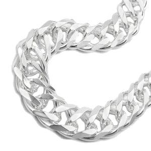 Kette, Zwillingspanzer – Silber, Glänzend – 11x3,5mm, 55cm