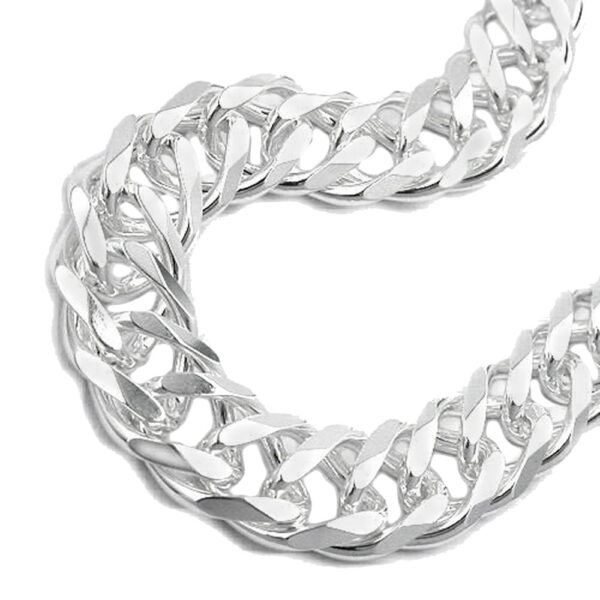 Kette, Zwillingspanzer – Silber, Glänzend – 11x3,5mm, 55cm