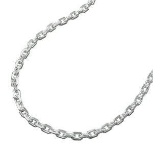 Kette, Ankerkette – Silber 925, diamantiert – 60cm