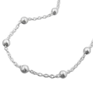 Kette, Ankerkette mit Kugeln – Silber, 925 – 45cm
