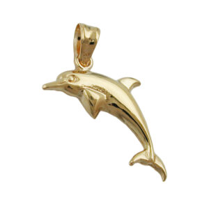 Anhänger, Delfin – Gold, Glänzend – 18x8mm