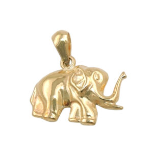 Anhänger, Elefant – Gold, Glänzend – 15x12mm