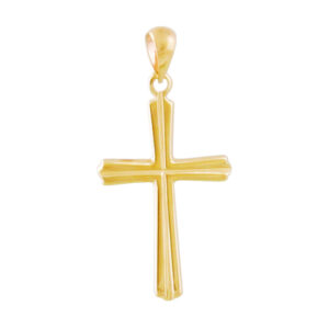 Anhänger, Kreuz – Gold, Gelbgold, Rille – 25x15mm