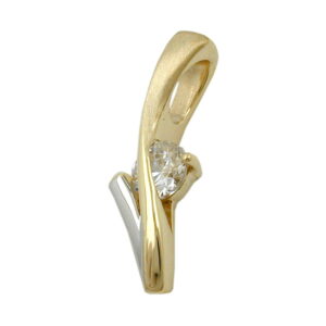 Anhänger, Bogen – Gold, Bicolor, Zirkonia – 19x6mm
