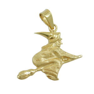 Anhänger, Hexe – Gold, Matt-Glänzend – 15x16mm