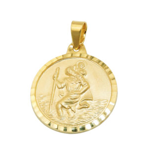 Anhänger, Christophorus – Gold, Mattiert – 16mm