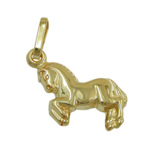 Anhänger, Pferd – Gold, Glänzend – 10x11mm