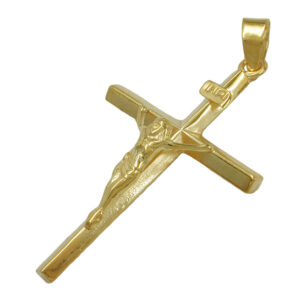 Anhänger, Kreuz mit Jesus – Gold, Gelbgold – 30x18mm