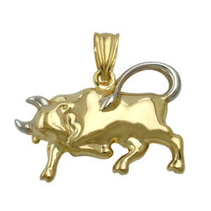 Anhänger, Stier – Gold, Bicolor, Rhodiniert – 16x23mm