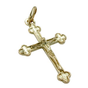 Anhänger, Kreuz mit Jesus – Gold, Glänzend – 26x17mm