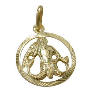 Anhänger, Sternzeichen Wassermann – Gold, Diamantiert – 15mm