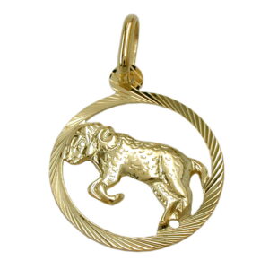 Anhänger, Sternzeichen Widder – Gold, Diamantiert – 15mm