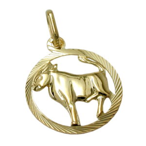 Anhänger, Sternzeichen Stier – Gold, diamantiert – 15mm