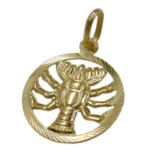 Anhänger, Sternzeichen Krebs – Gold, Diamantiert – 15mm