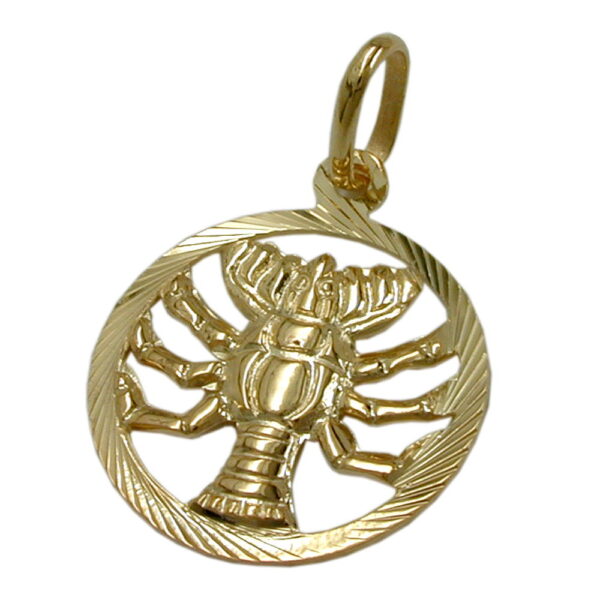 Anhänger, Sternzeichen Krebs – Gold, Diamantiert – 15mm