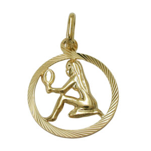 Anhänger, Sternzeichen Jungfrau – Gold, Diamantiert – 15mm