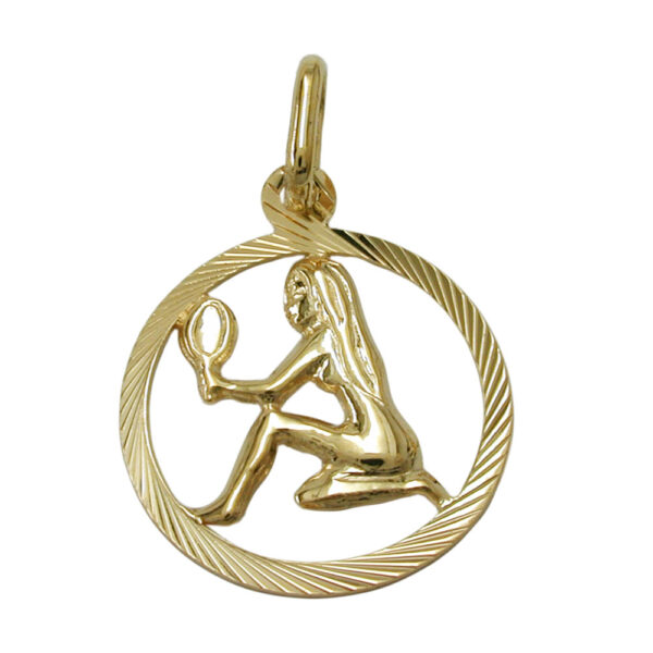 Anhänger, Sternzeichen Jungfrau – Gold, Diamantiert – 15mm