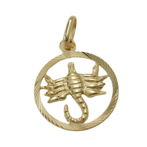 Anhänger, Sternzeichen Skorpion – Gold, Diamantiert – 15mm
