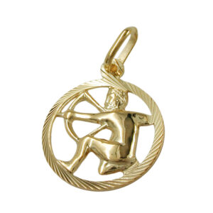 Anhänger, Sternzeichen Schütze – Gold, Diamantiert – 15mm