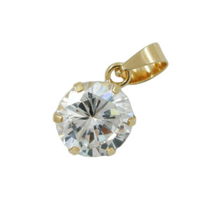 Anhänger, Rund – Gold, Zirkonia, Weiß – 8mm