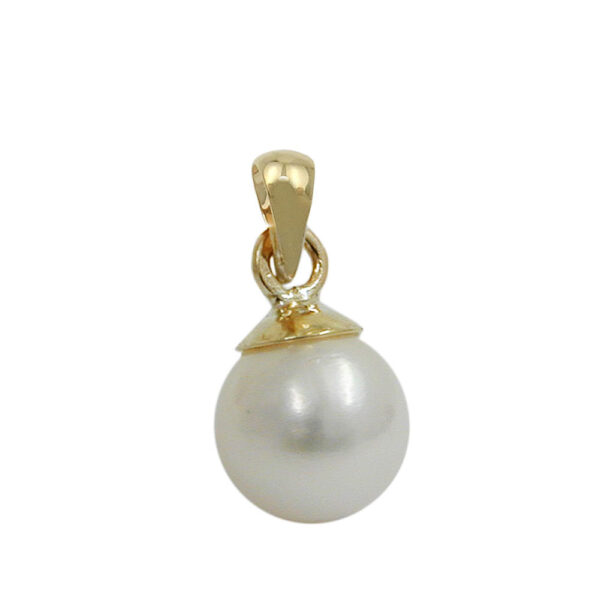 Anhänger, Perle rund – Gold, Gelbgold – 6mm