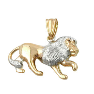 Anhänger, Löwe – Gold, Bicolor, Rhodiniert – 23x15mm