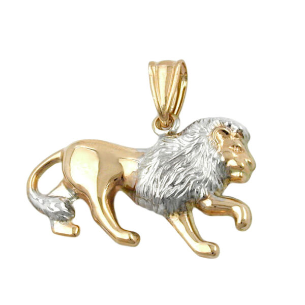 Anhänger, Löwe – Gold, Bicolor, Rhodiniert – 23x15mm