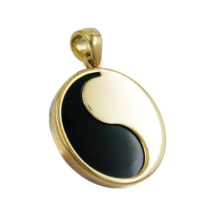 Anhänger, Yin Yang – Gold, Onyx – 16mm
