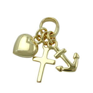 Anhänger, Glaube-Liebe-Hoffnung – Gold, Glänzend – 15mm