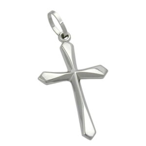 Anhänger, Kreuz – Weißgold, Glänzend – 23x14mm