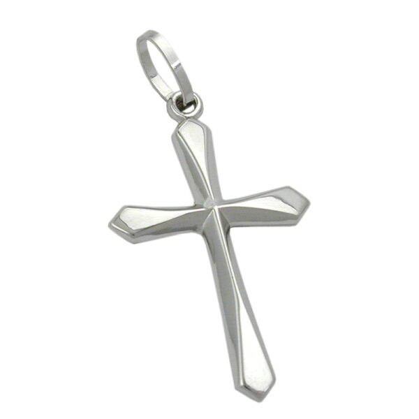 Anhänger, Kreuz – Weißgold, Glänzend – 23x14mm