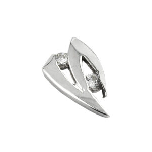 Anhänger, Zick-Zack – Weißgold, Zirkonia – 10x6mm