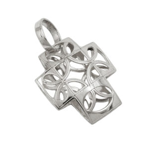 Anhänger, Kreuz – Weißgold, filigran – 14x12mm