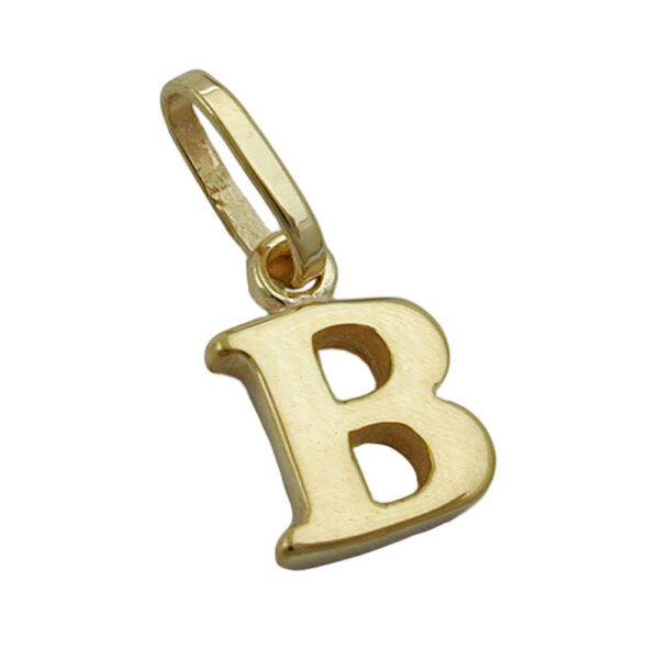 Anhänger, Buchstabe B – Gold, Glänzend – 8x6mm