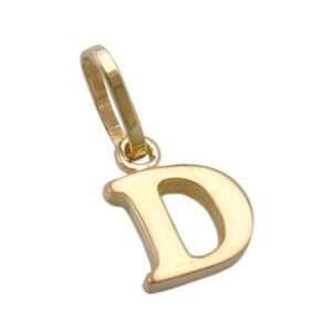 Anhänger, Buchstabe D – Gold, Glänzend – 8x6mm