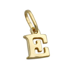 Anhänger, Buchstabe E – Gold, Glänzend – 8x5,5mm