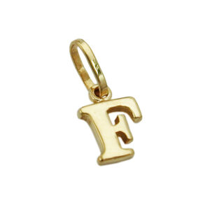 Anhänger, Buchstabe F – Gold, Glänzend – 8x5,5mm
