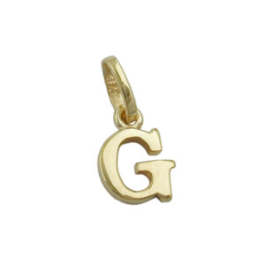 Anhänger, Buchstabe G – Gold, Glänzend – 8x6mm