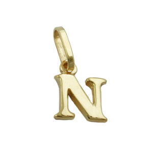 Anhänger, Buchstabe N – Gold, glänzend – 8x6mm