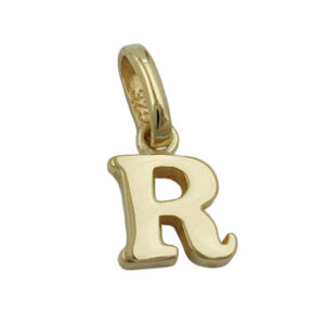 Anhänger, Buchstabe R – Gold, glänzend – 8x6mm
