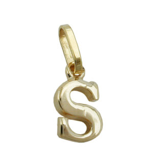 Anhänger, Buchstabe S – Gold, Glänzend – 8x5mm